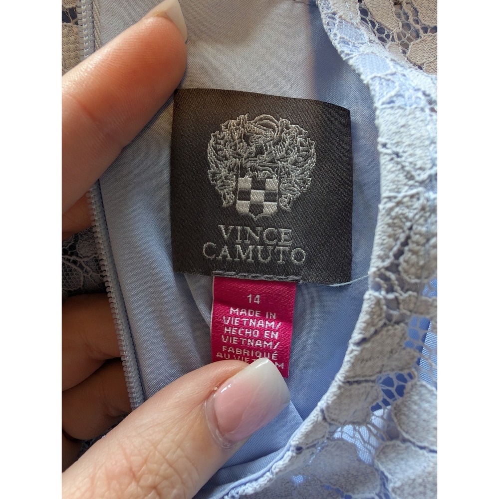 Vince Camuto NWT Blue Floral Lace Sleeveless Dress womens sz 14 - Picture 8 of 8
